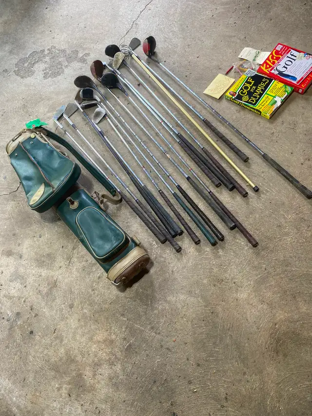 12 Older Golf Clubs and Bag