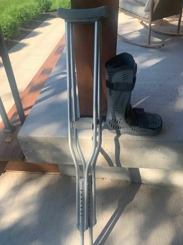 Crutches and boot