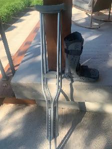 Crutches and boot