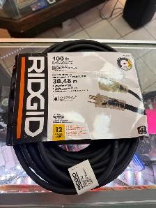RIDGID 12Ga. Heavy Duty Rubber Extension Cord 100Ft Lighted End
