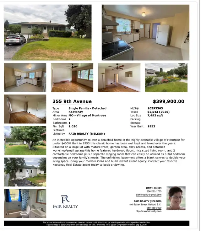 Home for Sale Montrose BC