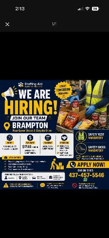 General labour- weekend shift- AM shift - Brampton