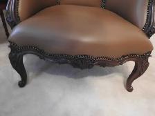 Antique Regency Carved Walnut Wing back Chair – New leather - Photo 6