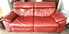 Natuzzi Editions Red Italian Leather Power Reclining Sofa&Chair - Photo 3