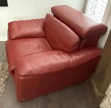 Natuzzi Editions Red Italian Leather Power Reclining Sofa&Chair - Photo 5