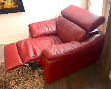 Natuzzi Editions Red Italian Leather Power Reclining Sofa&Chair - Photo 6