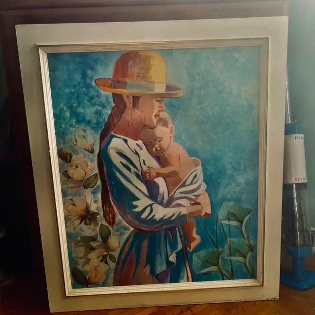 beautiful oil painting and sailboat is a print