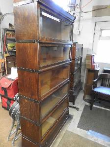 Antique barrister bookcase 5 tier restored with drawer in base