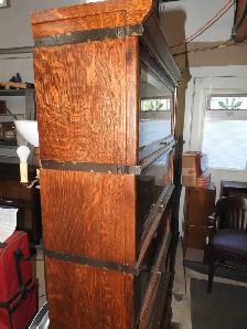 Antique barrister bookcase 5 tier restored with drawer in base - Photo 7