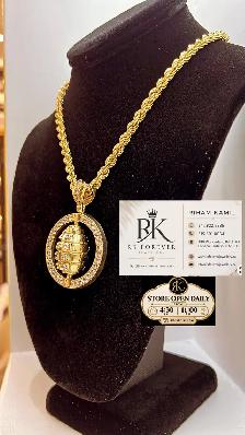 10K  yellow Gold Chain & Pendant # R 49 - Photo 3