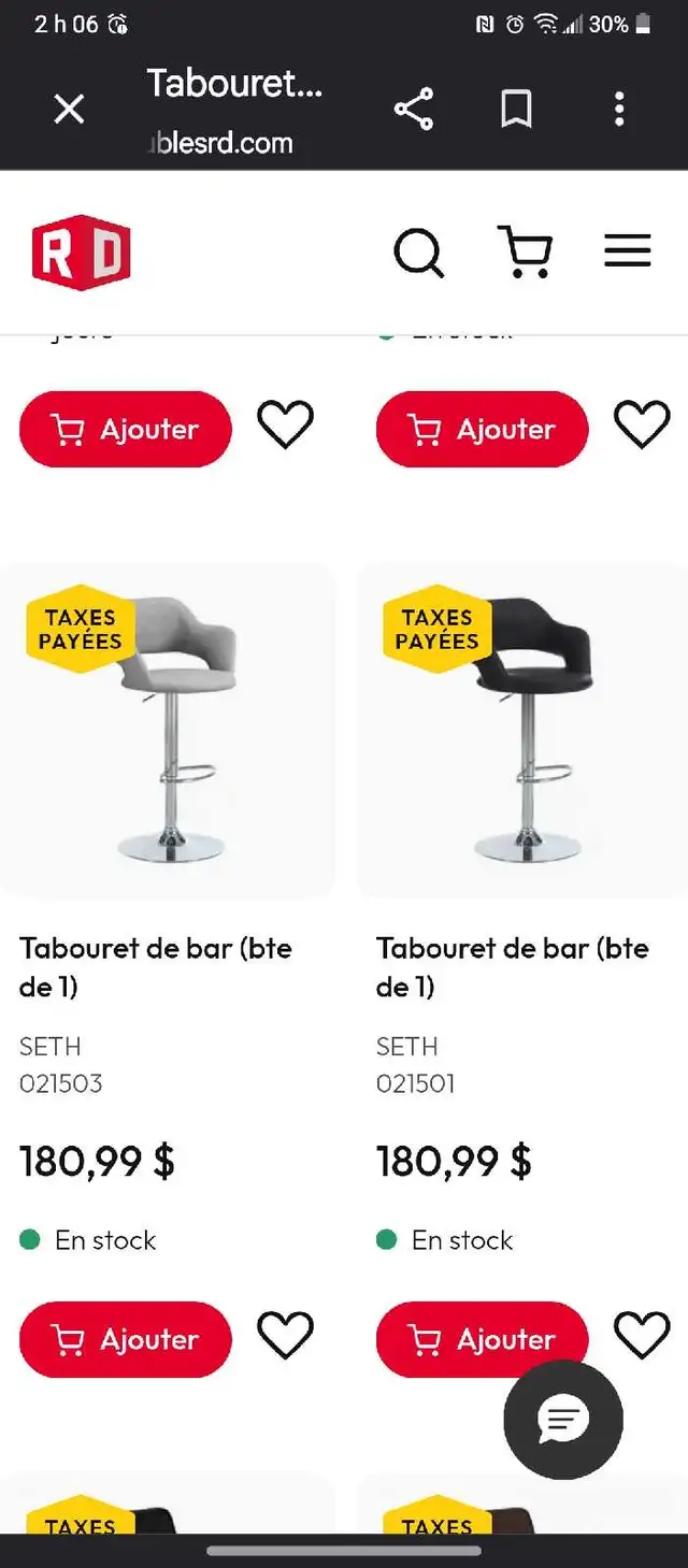 2 chaise tabouret
