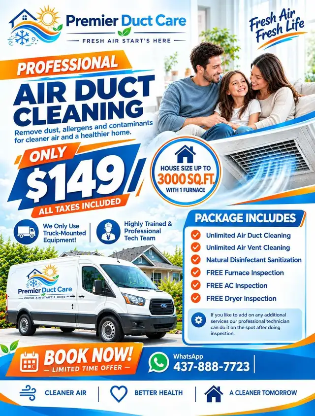 Complete House Air Duct Cleaning - $149
