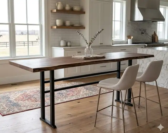 Live-Edge Pub-Height Table — Made to Order Kitchen Island Table