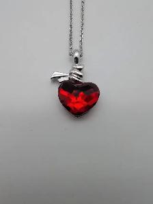 (B10335) Swarovski Red Crystal Heart Pendant Necklace 16 Inch - Photo 2