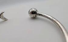 (B8767) Pandora Sterling Silver Moon and Stars Open Bangle Br... - Photo 7