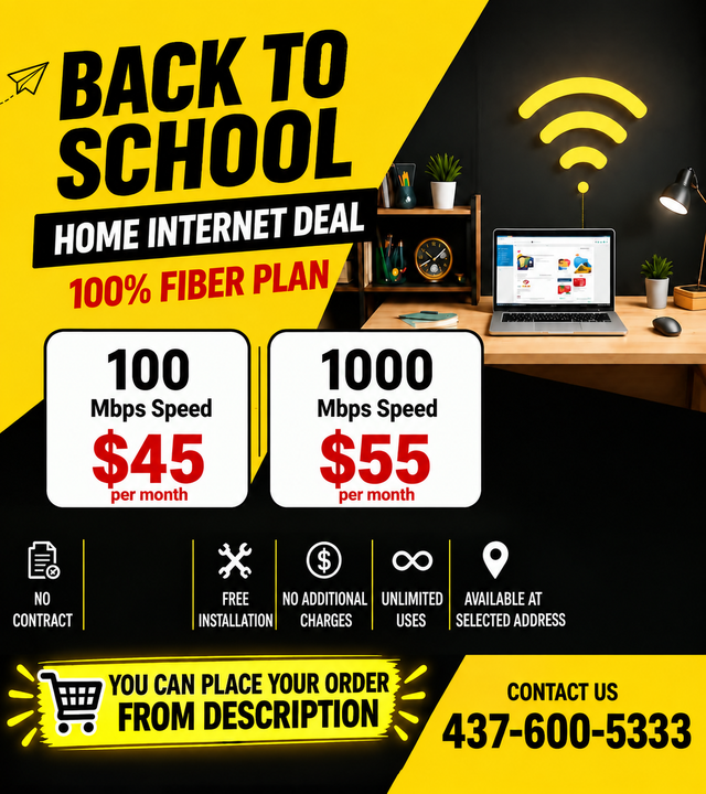 No Contract Home Internet|500 mbps $45|1Gbps $55 Back to School