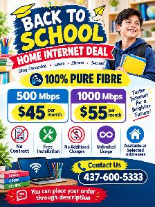 Reliable Home Internet – 500 Mbps & 1000 Mbps 'Back to School'