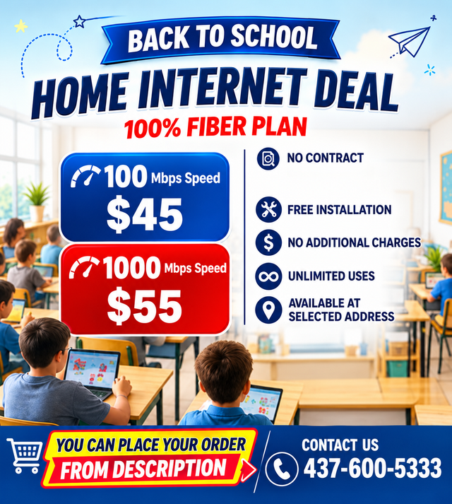 Fast Home Internet |1 Gbps High Speed – $55'Back to School'