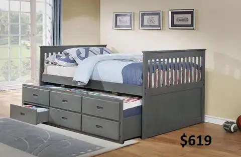 NEW SINGLE MATES BEDS WITH TRUNDLE & DRAWERS