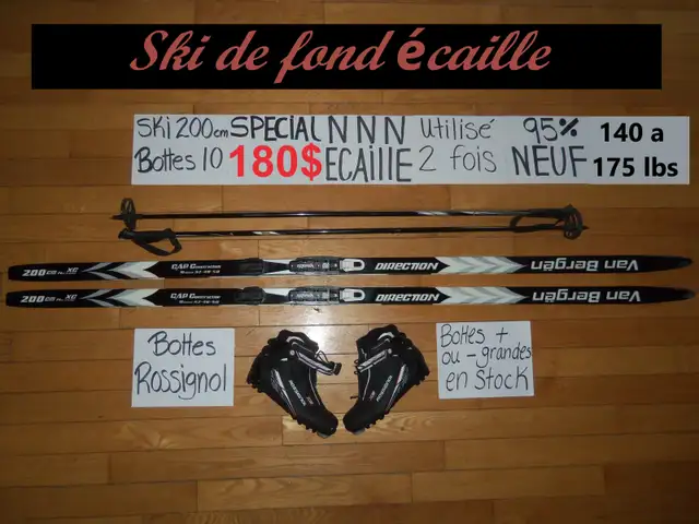 Ensembles ski de fond écaille 200 cm