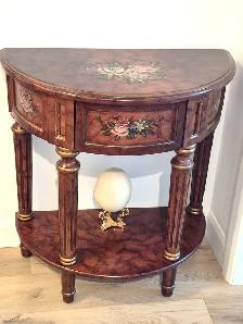 Superbe table console demi-lune en bois