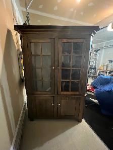 Antique Corner Hutch Display Cabinet