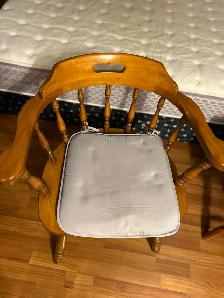 ONE LIKE NEW YET SOLID MAPLE CAPTAINS CHAIR/CUSHION