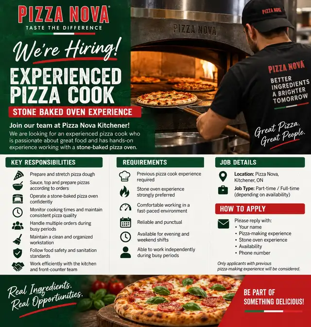 Experienced Pizza Cook, Stone Oven