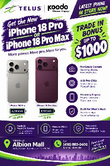 iPhone 18 Pro & Pro Max – Up to $1,000 Trade-In Bonus