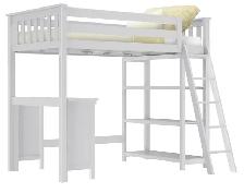 Max & Lily Solid Wood Twin High Loft Bed w/ book shelf and desk