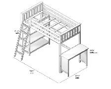 Max & Lily Solid Wood Twin High Loft Bed w/ book shelf and desk - Photo 2