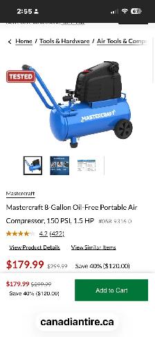 Mastercraft 8 gallon air compressor - Photo 5