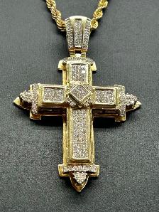 10k Iced-Out Diamond Cross Pendant - Photo 7