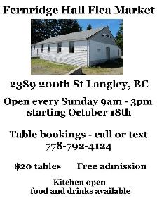 New flea market @fernridge hall oct 18