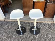 Free delivery used Two White Adjustable Bar Stools