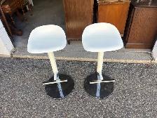 Free delivery used Two White Adjustable Bar Stools - Photo 2