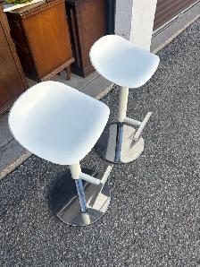 Free delivery used Two White Adjustable Bar Stools - Photo 5