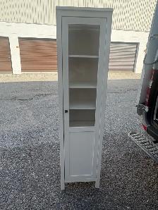 Free delivery used White tall storage cabinet with glass door