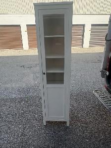 Free delivery used White tall storage cabinet with glass door - Photo 2