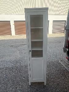 Free delivery used White tall storage cabinet with glass door - Photo 3
