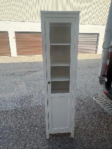 Free delivery used White tall storage cabinet with glass door - Photo 4