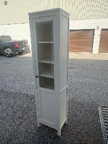Free delivery used White tall storage cabinet with glass door - Photo 5