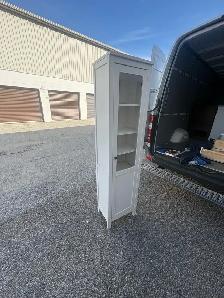 Free delivery used White tall storage cabinet with glass door - Photo 6
