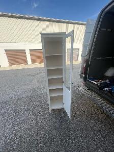 Free delivery used White tall storage cabinet with glass door - Photo 7