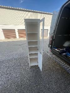 Free delivery used White tall storage cabinet with glass door - Photo 8