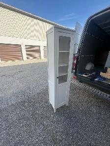 Free delivery used White tall storage cabinet with glass door - Photo 9