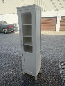 Free delivery used White tall storage cabinet with glass door - Photo 10
