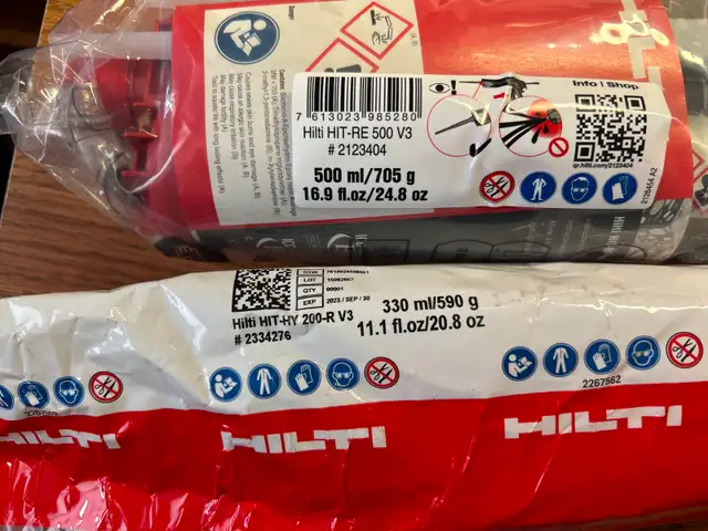 UNOPENED HILTI HIT RE-500-V3 EPOXYAS PICTURED