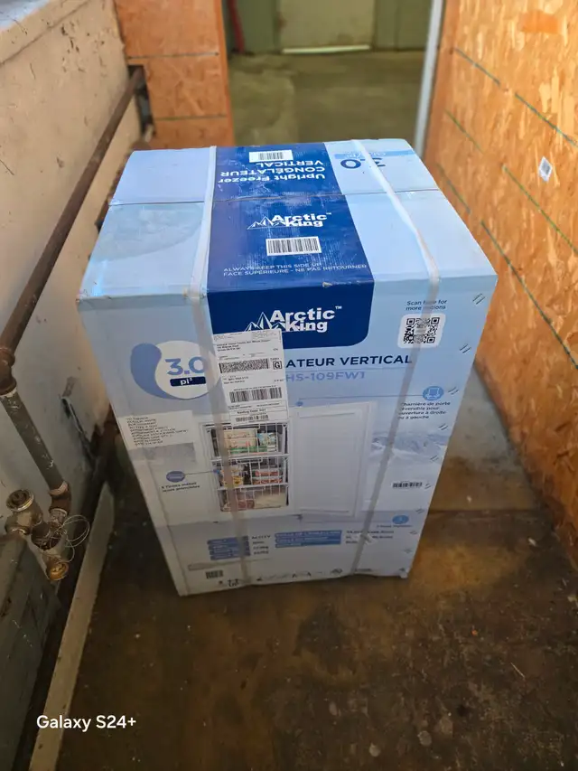 3.0 cu ft upright freezer still in the box