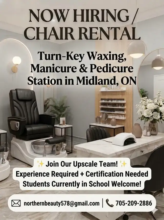 Turn-Key Manicure & Pedicure Station Available – Midland, ON